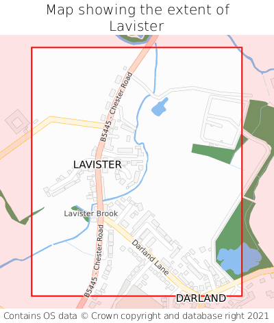 Map showing extent of Lavister as bounding box