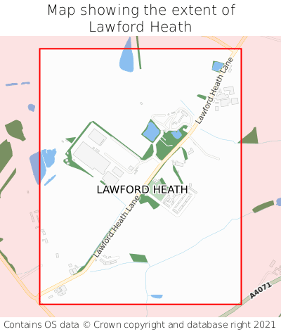 Map showing extent of Lawford Heath as bounding box