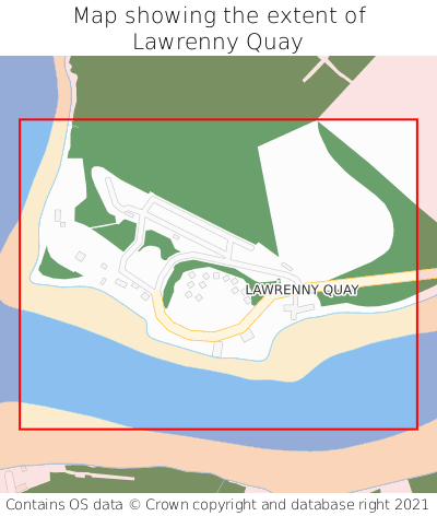 Map showing extent of Lawrenny Quay as bounding box