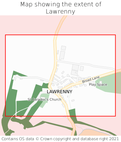 Map showing extent of Lawrenny as bounding box