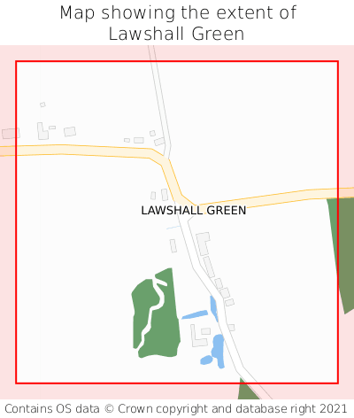 Map showing extent of Lawshall Green as bounding box