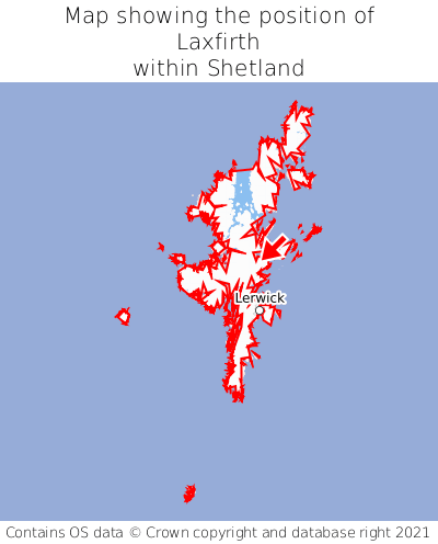 Map showing location of Laxfirth within Shetland