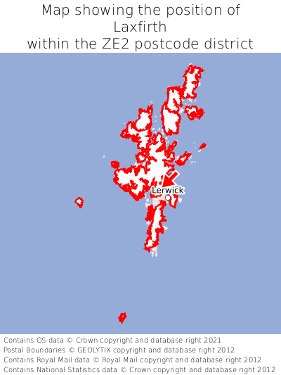 Map showing location of Laxfirth within ZE2