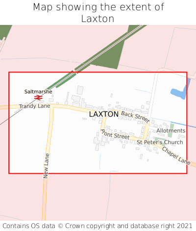 Map showing extent of Laxton as bounding box