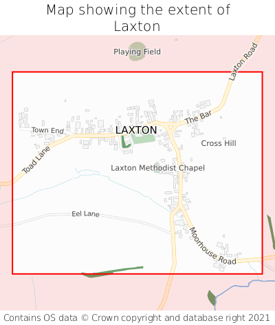 Map showing extent of Laxton as bounding box