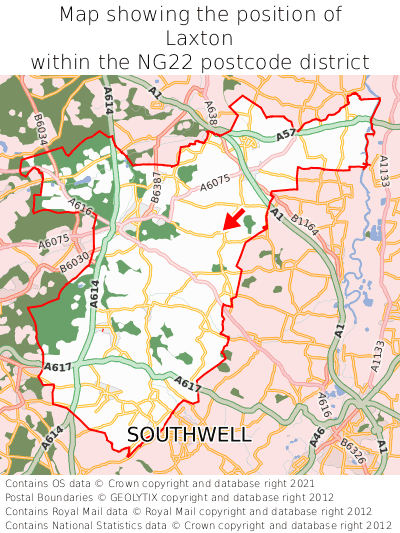 Map showing location of Laxton within NG22