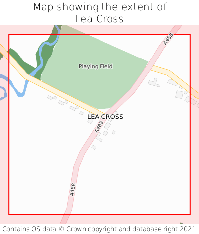 Map showing extent of Lea Cross as bounding box
