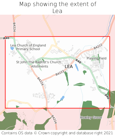 Map showing extent of Lea as bounding box