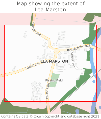 Map showing extent of Lea Marston as bounding box