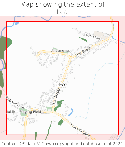 Map showing extent of Lea as bounding box