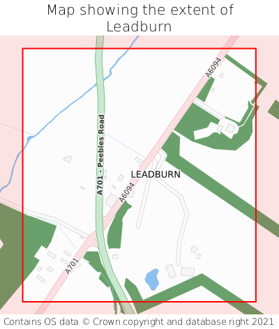 Map showing extent of Leadburn as bounding box