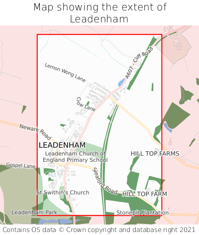 Map showing extent of Leadenham as bounding box