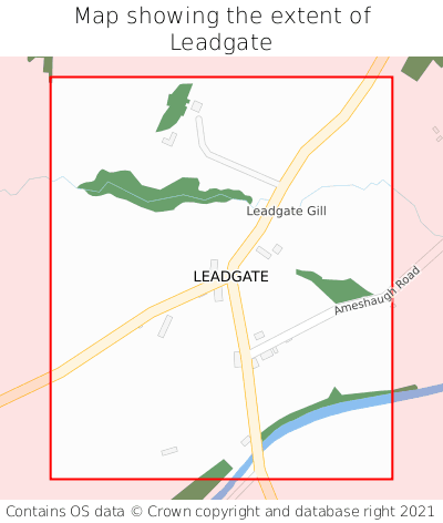 Map showing extent of Leadgate as bounding box