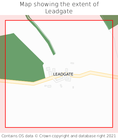 Map showing extent of Leadgate as bounding box