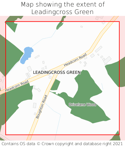 Map showing extent of Leadingcross Green as bounding box