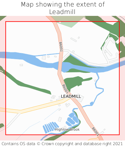 Map showing extent of Leadmill as bounding box