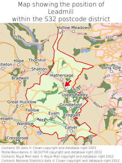 Map showing location of Leadmill within S32