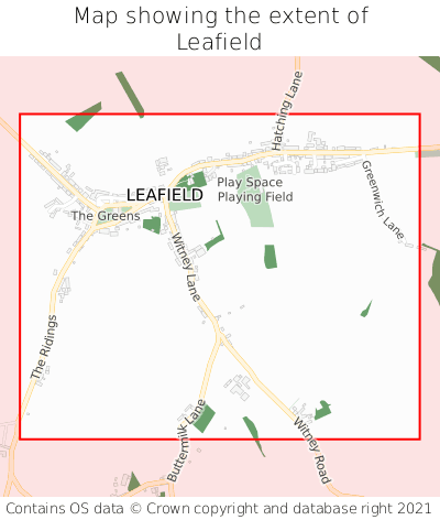 Map showing extent of Leafield as bounding box