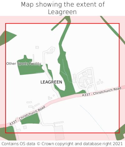 Map showing extent of Leagreen as bounding box