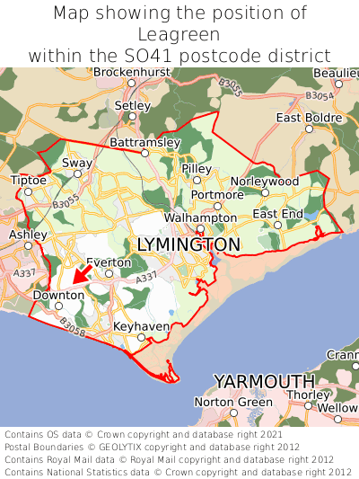 Map showing location of Leagreen within SO41