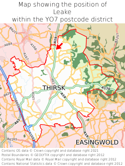 Map showing location of Leake within YO7