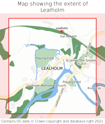 Map showing extent of Lealholm as bounding box