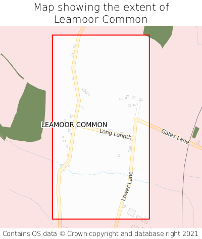 Map showing extent of Leamoor Common as bounding box