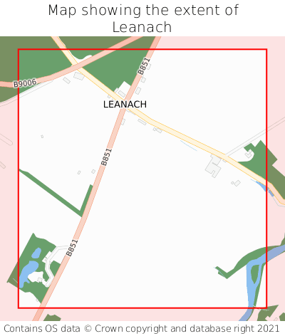 Map showing extent of Leanach as bounding box