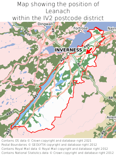 Map showing location of Leanach within IV2