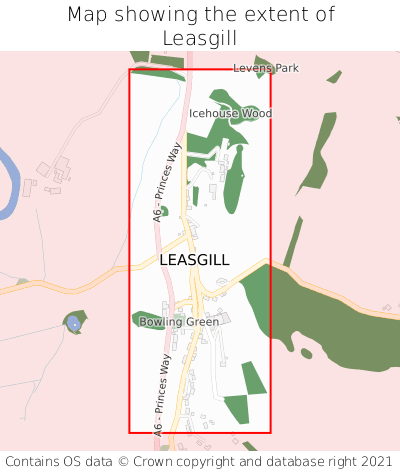 Map showing extent of Leasgill as bounding box