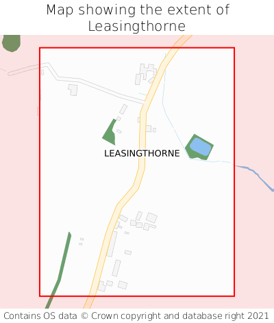 Map showing extent of Leasingthorne as bounding box
