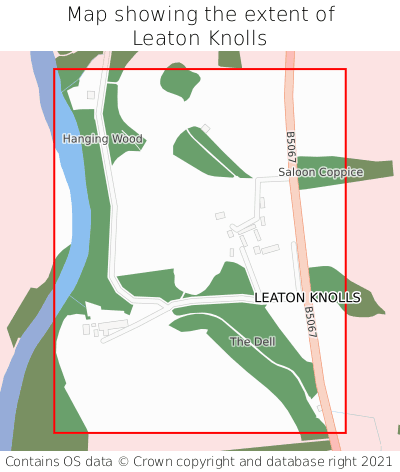 Map showing extent of Leaton Knolls as bounding box