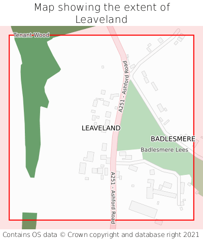 Map showing extent of Leaveland as bounding box