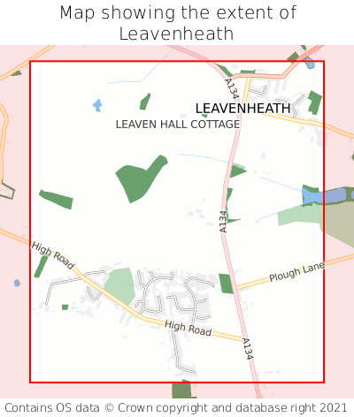Map showing extent of Leavenheath as bounding box