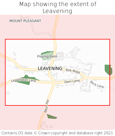 Map showing extent of Leavening as bounding box