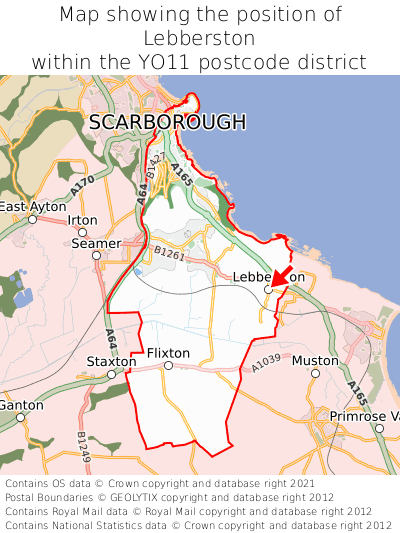 Map showing location of Lebberston within YO11