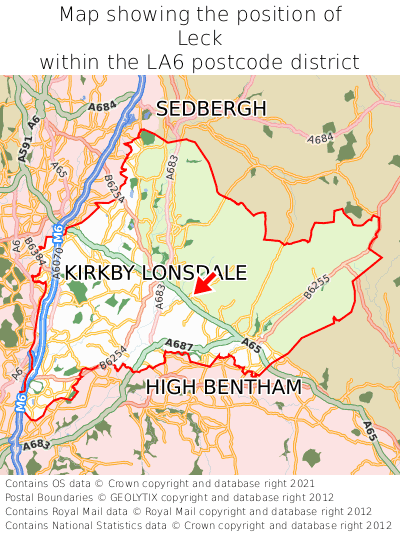 Map showing location of Leck within LA6
