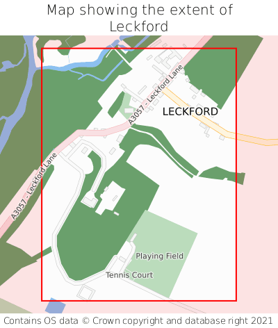 Map showing extent of Leckford as bounding box