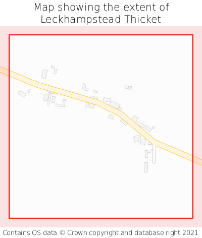 Map showing extent of Leckhampstead Thicket as bounding box