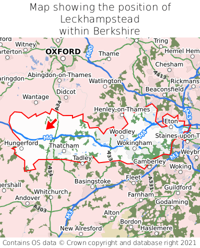 Map showing location of Leckhampstead within Berkshire