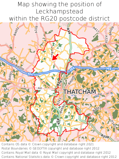 Map showing location of Leckhampstead within RG20