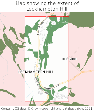 Map showing extent of Leckhampton Hill as bounding box