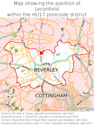 Map showing location of Leconfield within HU17