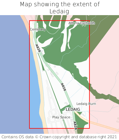 Map showing extent of Ledaig as bounding box