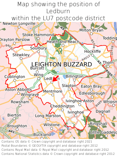 Map showing location of Ledburn within LU7