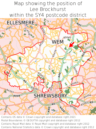 Map showing location of Lee Brockhurst within SY4