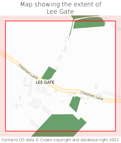Map showing extent of Lee Gate as bounding box