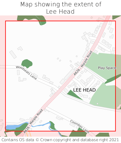 Map showing extent of Lee Head as bounding box
