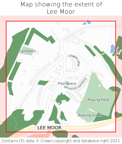 Map showing extent of Lee Moor as bounding box