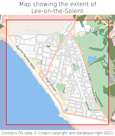 Map showing extent of Lee-on-the-Solent as bounding box